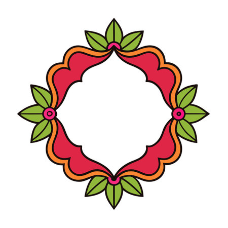 Colorful floral frame border graphic with modern styleのイラスト素材