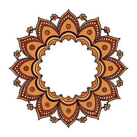 Ornate Brown Floral Mandala with Decorative Blank Centerのイラスト素材