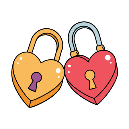 Heart Shaped Padlocks Symbolizing Love and Securityのイラスト素材