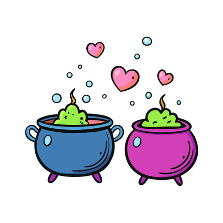 Charming Witch's Cauldron Love Potion - Vector Illustrationのイラスト素材