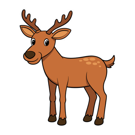 Cute Cartoon Reindeer Vector Illustration for Childrenのイラスト素材