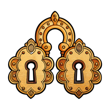 Antique golden padlock illustration, vintage security elementのイラスト素材