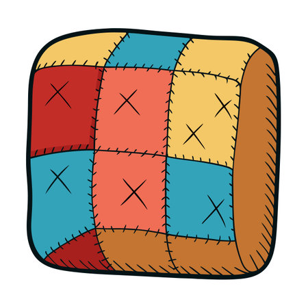 Colorful patchwork pillow, cushion, or seat for rustic decorのイラスト素材