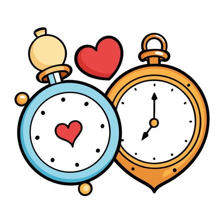 Cartoon Love Clocks: Time and Romance Illustrationのイラスト素材