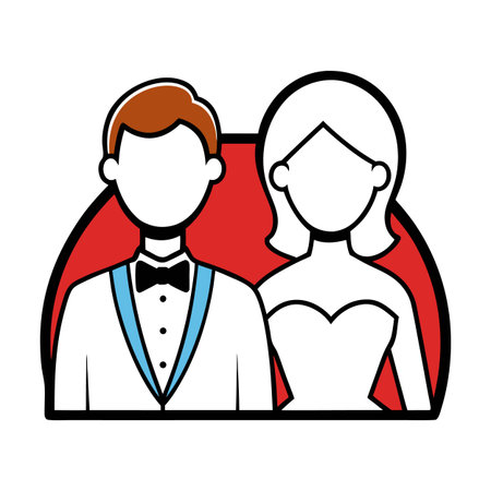 Wedding Day Icons, Bride and Groom Illustration Designのイラスト素材
