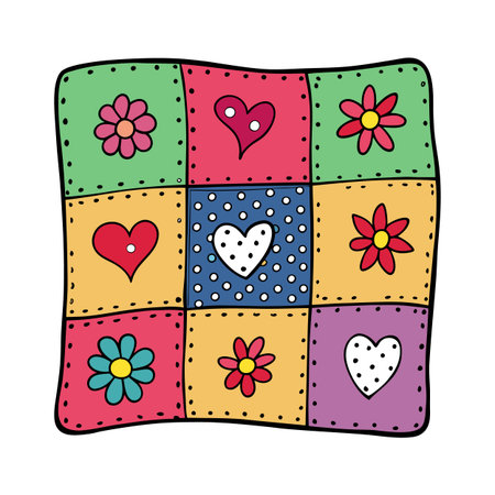 Whimsical Flowers and Hearts Pattern Illustration for Kidsのイラスト素材