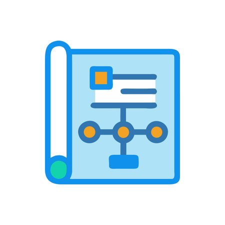 Outline graphic of a blueprint or flow chart showing process and strategy conceptのイラスト素材