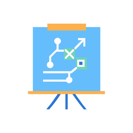 Strategic planning presentation on whiteboard showing success and failure process flowのイラスト素材