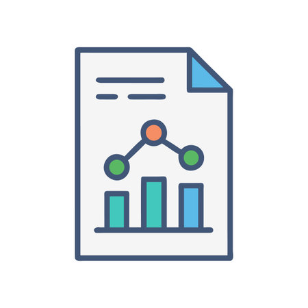 Data analysis and financial report document with line chart and bar graphのイラスト素材