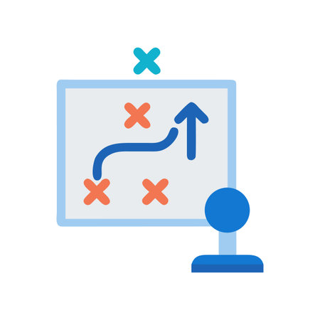 Strategic planning whiteboard with growth arrow and project roadmap illustration conceptのイラスト素材