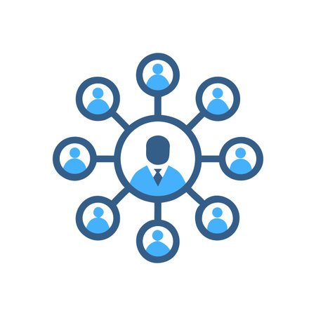 Network of connected people, social connections, collaboration, business relationships, and partnership symbolのイラスト素材