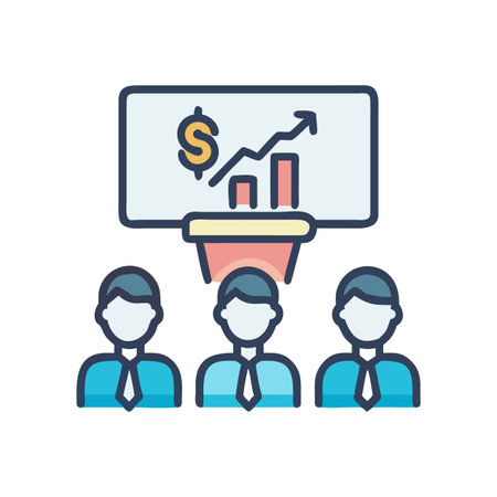 Team presentation of financial growth and successful business strategy with rising graph and dollar signのイラスト素材