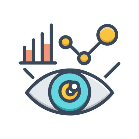 Data visualization and eye graphic illustrating business intelligence and monitoring solutions.のイラスト素材