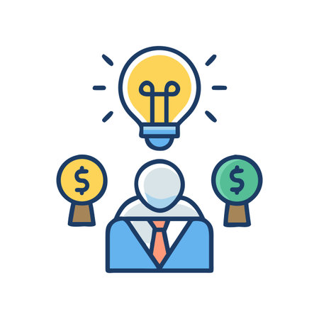 Business strategy concept with idea generation leading to increased profit and financial gainのイラスト素材