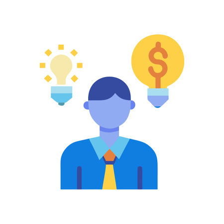 Business professional with ideas for income streams and new strategies illustrated flat designのイラスト素材