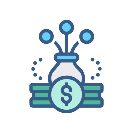 Stylized digital illustration showcasing business growth and investment in financial assetsのイラスト素材