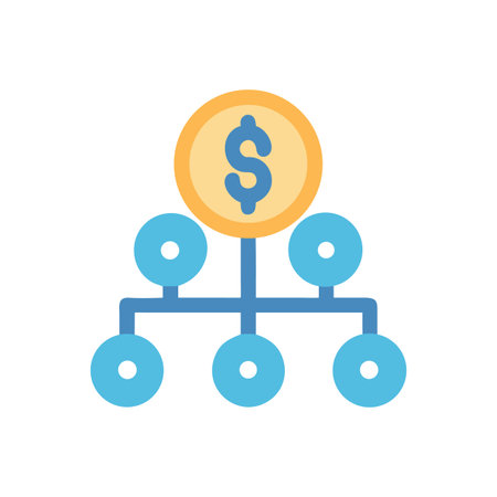 Money distribution network infographic vector illustration representing financial planning and investment strategyのイラスト素材