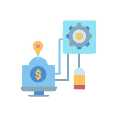 Stylized financial machinery concept with a gear and a bulb on a black backgroundのイラスト素材