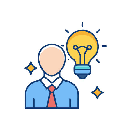 A man with a lightbulb as a visual metaphor for an idea or innovationのイラスト素材