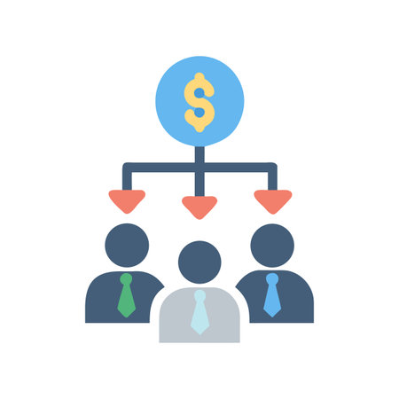 Monetary distribution to group of people shown in flat design stock imageのイラスト素材