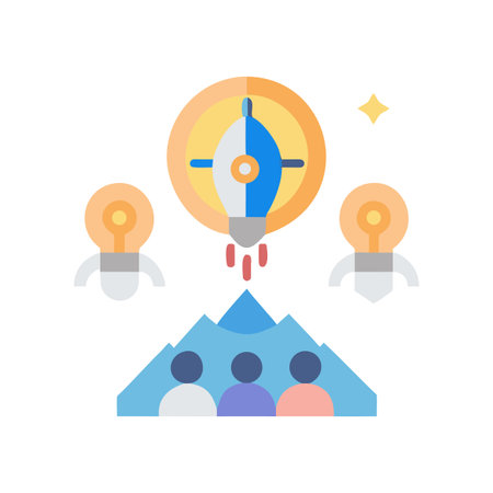 Creative Team Launching Ideas into the Future A Flat Design Business Metaphorのイラスト素材