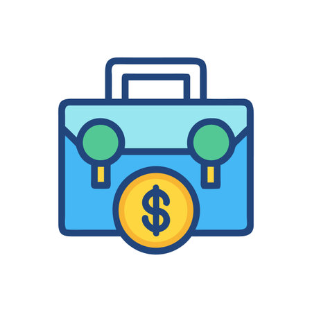 Briefcase with dollar sign, symbolizing business, investment, finance and savings icon, flat designのイラスト素材