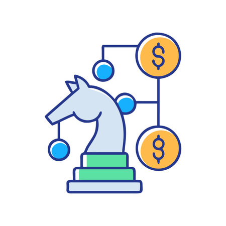 Business Strategy and Growth: A Chess Knight Symbolizing Strategic Financial Movesのイラスト素材