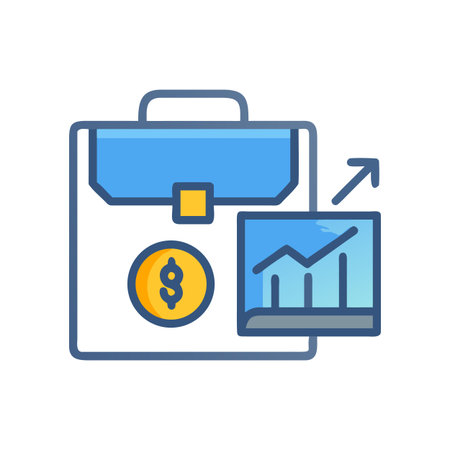 Business portfolio with a dollar sign coin and financial growth chart iconのイラスト素材