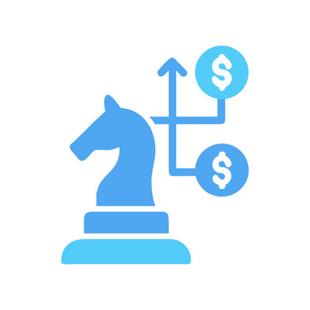 Strategic financial planning symbolized by chess knight with investment growth directionsのイラスト素材