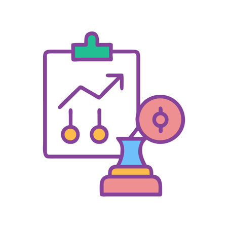 Business strategy document with growth chart and rising profit award trophy vector illustrationのイラスト素材