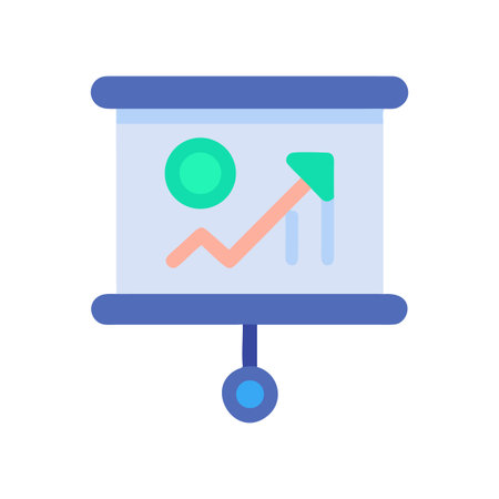 Flat design presentation board showing growth statistics and business progress metrics analysisのイラスト素材