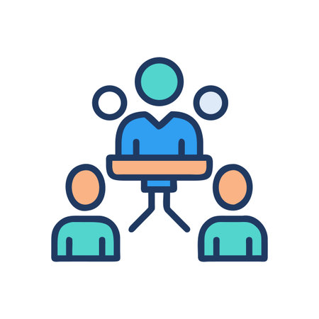 Business network icon representing communication and team interaction with connected peopleのイラスト素材