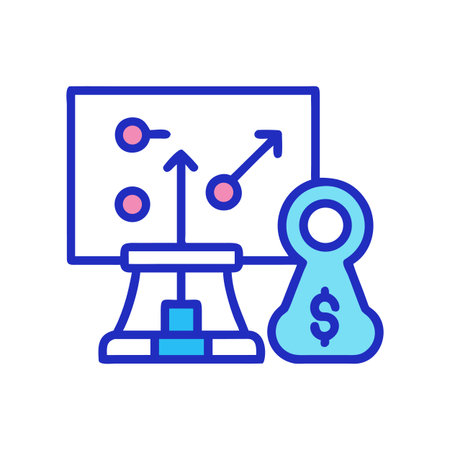 Business strategy planning whiteboard with financial investment vector flat icon isolatedのイラスト素材