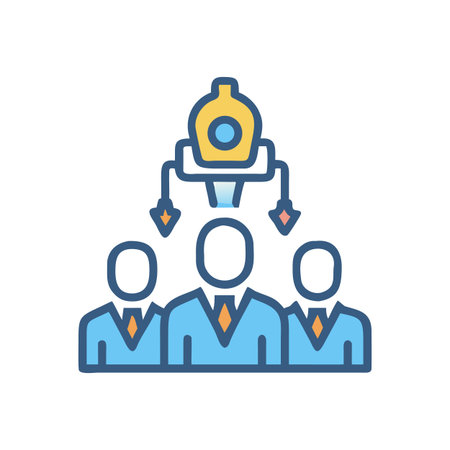 Team empowerment illustrated with a central idea flowing down to team membersのイラスト素材