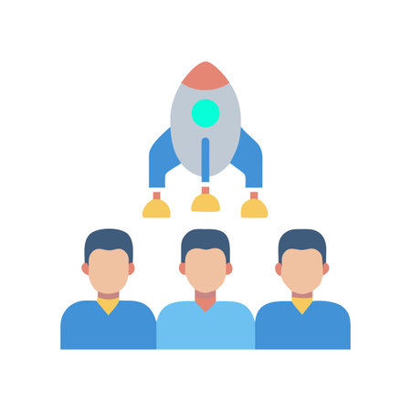 Team support launching a new product or business, flat design style imageのイラスト素材