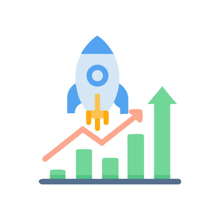 Rocket launching over growth chart symbolizing business success and financial progressのイラスト素材