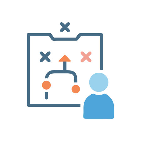 Flat vector icon of strategy board and person against a black backgroundのイラスト素材