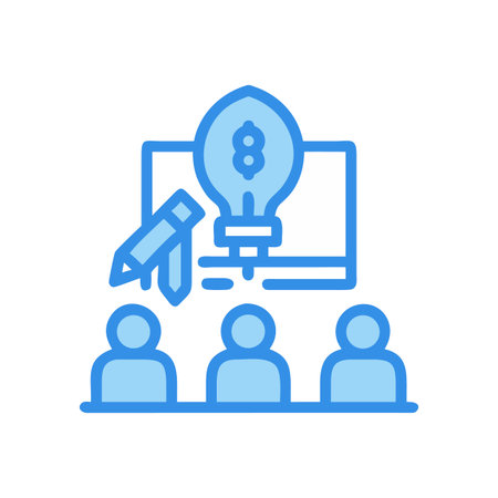 Team brainstorming and creative ideas concept illustration with light bulb and whiteboard designのイラスト素材