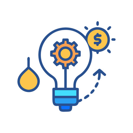 Lightbulb with gear inside representing idea monetization and business growth conceptのイラスト素材