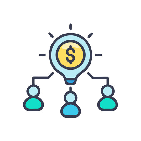 Financial idea generation and dissemination to team members in a simple visualのイラスト素材