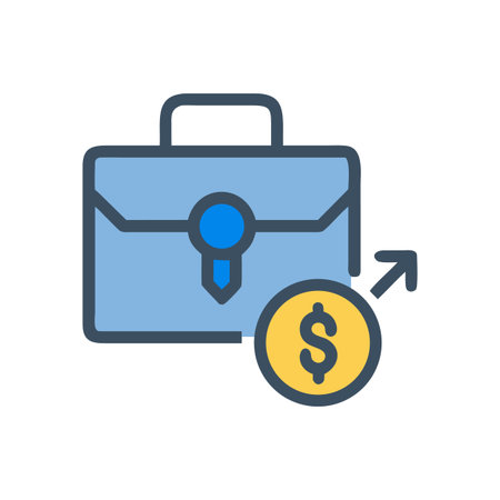Business growth concept: Briefcase and coin with dollar sign, financial successのイラスト素材