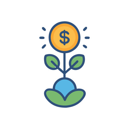 Illustration of a coin plant concept representing financial growth and investmentのイラスト素材