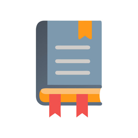 Stylized book icon with bookmarks, perfect for education, literature, or library themesのイラスト素材