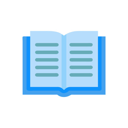 Open book flat design illustration with blue cover on a black backgroundのイラスト素材