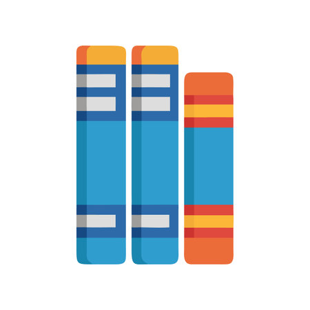 Illustration of three colorful books standing upright against a black backgroundのイラスト素材