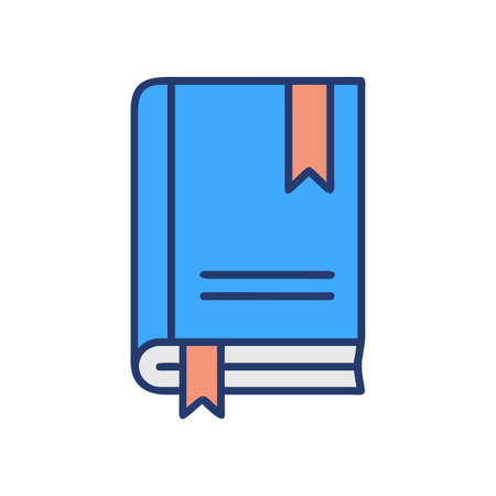 A blue book with bookmarks in a flat vector style on black backgroundのイラスト素材