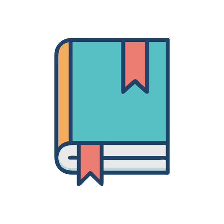 Illustration of a closed book with a ribbon bookmark in flat designのイラスト素材