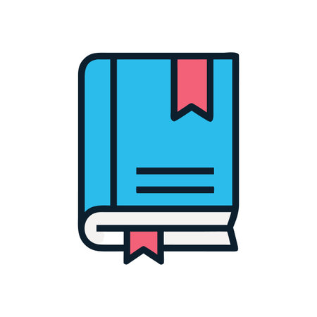 Cartoon book with bookmark icon symbolizing education and reading on a black backgroundのイラスト素材