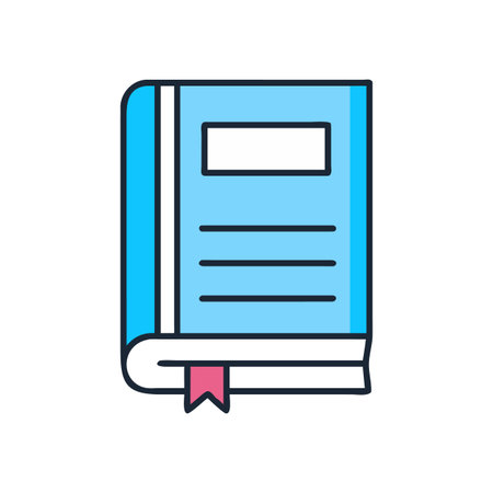 Illustration of a light blue book with a pink bookmark on a black backgroundのイラスト素材