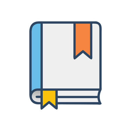 Stylized book icon with colorful bookmarks for educational or reading conceptsのイラスト素材